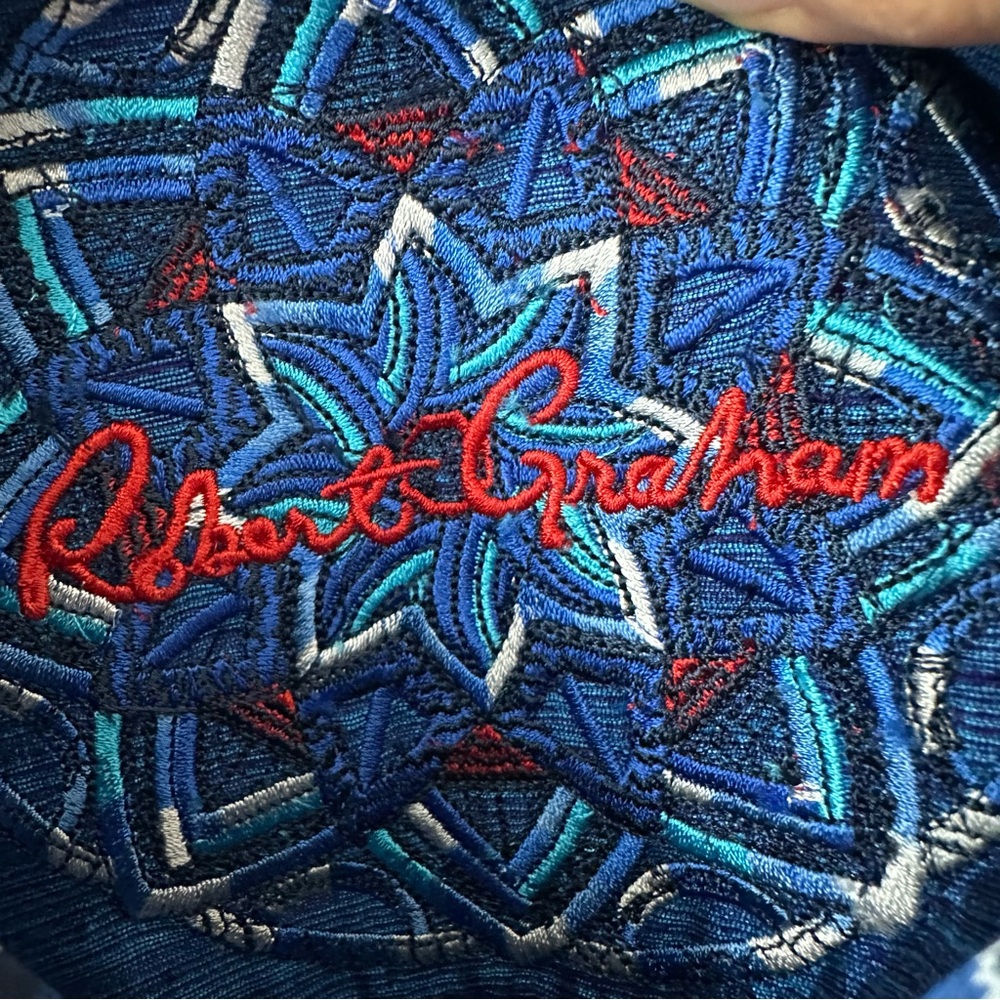 Robert Graham Cullen Blue Jacquard Flip Cuff Dress Shirt, NWOT, Size 1XLT - Picture 5 of 12